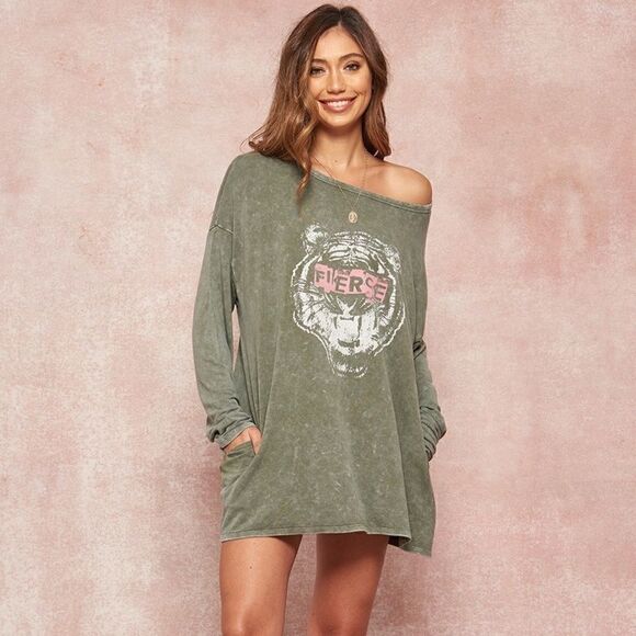 Dark Gray Graphic T-Shirt Mini Dress - Picture 2 of 5